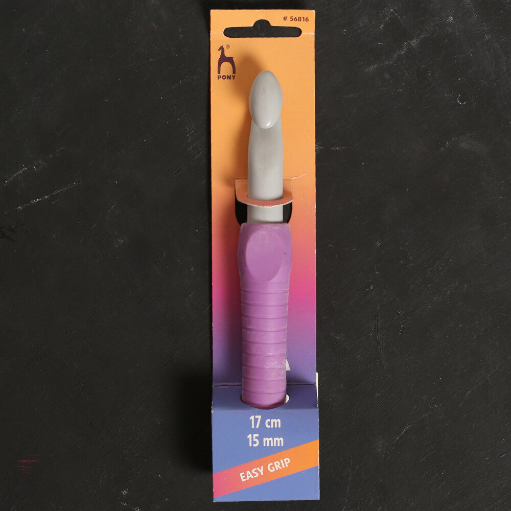 Pony Easy Grip 15 mm 17 cm Mor Yumuşak Saplı Yün Tığ - 56816